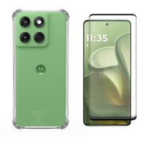 Capinha Silicone TPU + Película Curva para Moto Edge 60 Pro Cobre Tela Toda