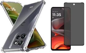 Capinha Silicone TPU + Película Fosca Privacidade para Moto G17 XT2623-1