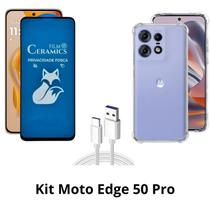 Capinha TPU + Película Fosca Privacidade + Cabo USB Tipo C para Moto Edge 50