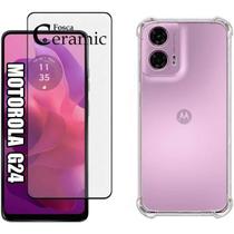 Capinha Transparente Anti Choque + Película de Cerâmica Fosca para Motorola Moto G24