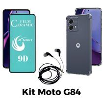 Capinha Transparente + Película de Cerâmica + Fone de Ouvido para Motorola Moto G84