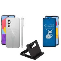 Capinha Transparente + Película Fosca Privacidade + Suporte de Mesa para Samsung Galaxy A14