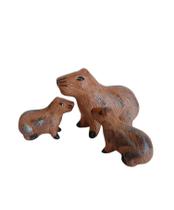 Capivara com Filhotes Miniatura Decoração de Jardim Porcelana
