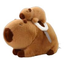 Capivara de desenho animado de pelúcia com sela e boneca de 40 cm