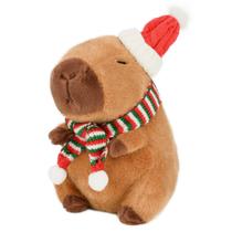 Capivara de Natal de pelúcia de 23 cm com mochila de beisebol Capivara de Natal de pelúcia de 23 cm com mochila de beisebol