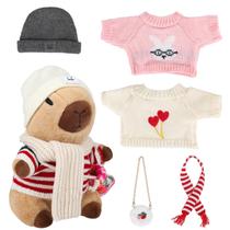 Capivara de pelúcia com 10 peças, conjunto de fantasias para presente de Natal Capivara de pelúcia com 10 peças, conjunto de fantasias para presente de Natal