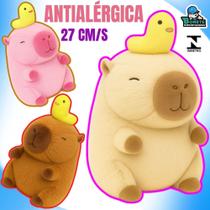 Capivara de Pelúcia com Largatinha na Cabeça 27cm Antialérgica e Fofa!