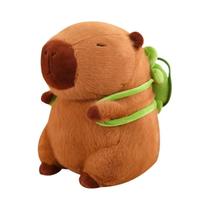 Capivara de Pelúcia com Mochila Tartaruga - Brinquedo Macio para Presente de Natal