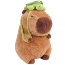 Capivara de Pelúcia Marrom com Mochila de Tartaruga - Chaveiro Infantil