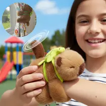 Capivara de Pelúcia Pulseira Interativa com Cauda que Gira Brinquedo Divertido, Capivara Marrom e Acessório Decorativo Encantador