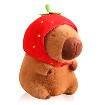 Capivara de pelúcia WAKSUN usando chapéu de morango para crianças Capivara de pelúcia WAKSUN usando chapéu de morango para crianças