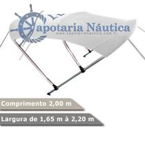 Capota Toldo Nautico 3 Arcos 2 m Comprimento Estrutura Reforçada P/ Lanchas, Barcos de Aluminio e Botes