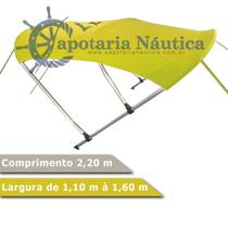 Capota Toldo Nautico 3 Arcos 2,2 m Comprimento Estrutura Reforçada P/ Lanchas, Barcos de Aluminio e Botes