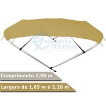 Capota Toldo Nautico 4 Arcos 2,5 m Comprimento Estrutura Reforçada P/ Lanchas, Barcos de Aluminio e Botes