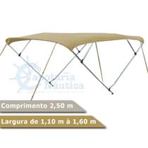 Capota Toldo Nautico 4 Arcos 2,5m Comprimento P/ Lanchas, Barcos de Aluminio e Botes