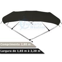 Capota Toldo Nautico 4 Arcos 2,8 m Comprimento Estrutura Reforçada P/ Lanchas, Barcos de Aluminio e Botes