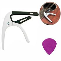 Capotraste De Alumínio Branco Para Violão Com Palheta Roxa - Mxt Capotraste De Alumínio Branco Para Violão Com Palheta Roxa - Mxt