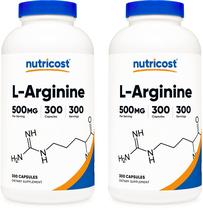 Cápsulas de 500 mg de L-arginina Nutricost, 600 unidades, sem OGM