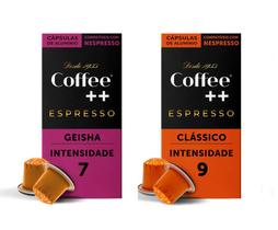 Cápsulas de Café Coffee Mais, compatível com Nespresso, Clássico + Geisha - COFFEE++