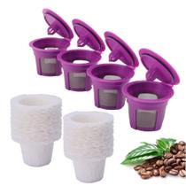 Cápsulas de café reutilizáveis K Cup + 100 filtros de papel de café Haetyly Cápsulas de café reutilizáveis K Cup + 100 filtros de papel de café Haetyly