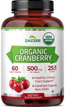 Cápsulas de Cranberry Zazzee 500mg 60 Veganas USDA Orgânicas