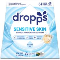 Cápsulas de Detergente para Ropa para Piel Sensible Dropps Sin Fragancia 64 unidades