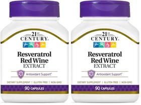Cápsulas de extrato de vinho tinto de resveratrol do século 21, 180 unidades Cápsulas de extrato de vinho tinto de resveratrol do século 21, 180 unidades