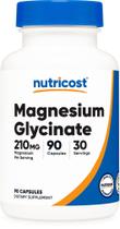 Cápsulas de glicinato de magnésio Nutricost (90 cápsulas, 210 mg de glicinato de magnésio por porção) Suplemento de glicinato de magnésio para absorção suave
