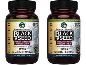 Cápsulas de óleo de semente preta Amazing Herbs 500 mg 90 unidades x2