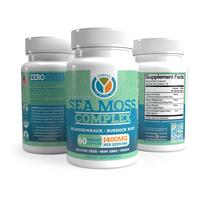 Cápsulas de Sea Moss YEMAYA Orgânico com Bladderwrack e Burdock 60 cápsulas