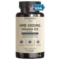 Cápsulas de suplemento VINATURA HMB 3000 mg com vitamina D3 120 ct