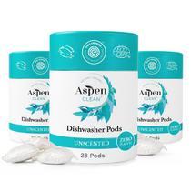 Cápsulas para lava-louças AspenClean, sem perfume, veganas, sem corantes, pacote 28x3