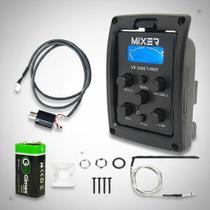 Captador Circuito Préamplificador Com Afinador Digital Para Violão Mixer VX3100 Preto