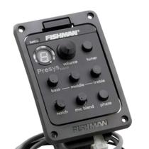 Captador Fishman Presys 301 Violão com Mic Interno Afinador Equalizador Pré Amplificador EQ Preto