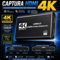 Capturadora HDMI USB 3.0 4K Ultra HD Para Live Stream Vídeo Profissional Gamer Entrega Ágil