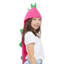 Capuz Dinossauro Infantil Rosa com Espinhos Capuz Dinossauro Infantil Rosa com Espinhos