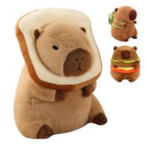 Capybar Stuffed Animal LVQING com fone de ouvido Toast para crianças de 28 cm
