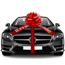 Car Bow WILLBOND Big Happy Birthday em vinil impermeável vermelho