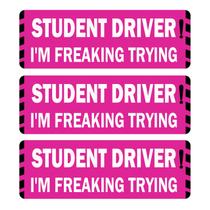 Car Magnet Miss Kiss Student Driver, pacote com 3 unidades, extra grande, rosa