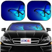 Car Sun Shade MSD Universal Fit, pacote com 2, Blue Butterfly