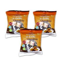 Caramelo de leite diet com chocolate pacote 100g hué kit 03