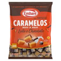 Caramelo Meio A Meio Embaré Sabor Leite E Chocolate 660g