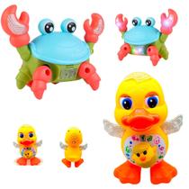 Caranguejo Fujão e Pato Musical Brinquedos Dança Som e Luz - Fidget Toy
