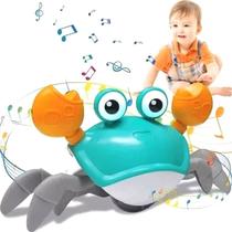 Caranguejo Fujão Verde com Luz LED Som Musical Sensor de Obstáculos Recarregável USB para Diversão Brinquedo Infantil