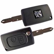 Carcaça Capa Chave Canivete Slim Peugeot 206 207 Hoggar 2 Botões + Emblema Lamina Virgem