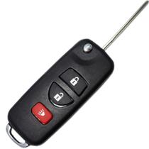 Carcaça Chave Canivete Nissan Livina Versa March 3 Botões Nova + Emblema Lamina Virgem - Auto Key