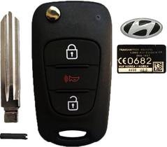 Carcaça Chave Canivete Oca 3 Botões Hyundai i30 2010 - 2016 Modelo com Botão Buzina