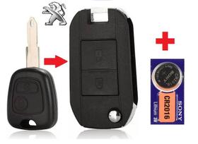 Carcaça Chave Canivete Peugeot 206 207 Hoggar + Pilha CR2016 - Adaptação - 2 Botões