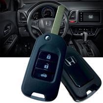 Carcaça Chave Capa Canivete Honda Civic Crv City Fit 3 Botões Modelo G 2014 2015 2016 2017 + Logo - Auto Key
