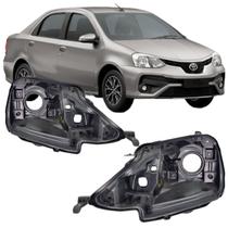 Carcaça farol etios 2017/21 preto par